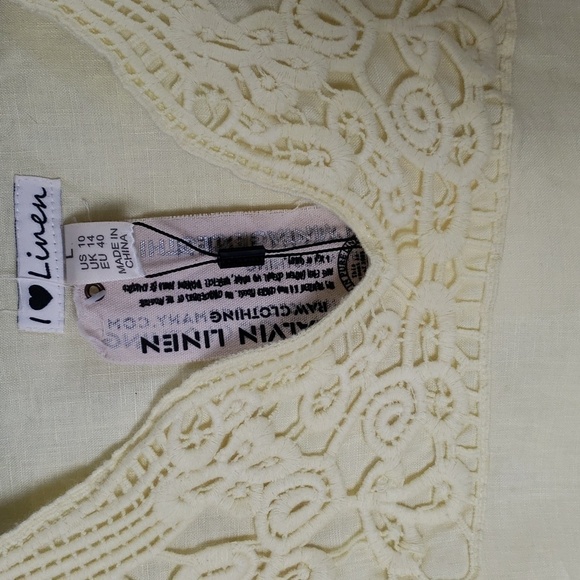 Melvin Linen Tunic Top. 3/4 Sleeve Yellow Size 10 - Picture 3 of 11